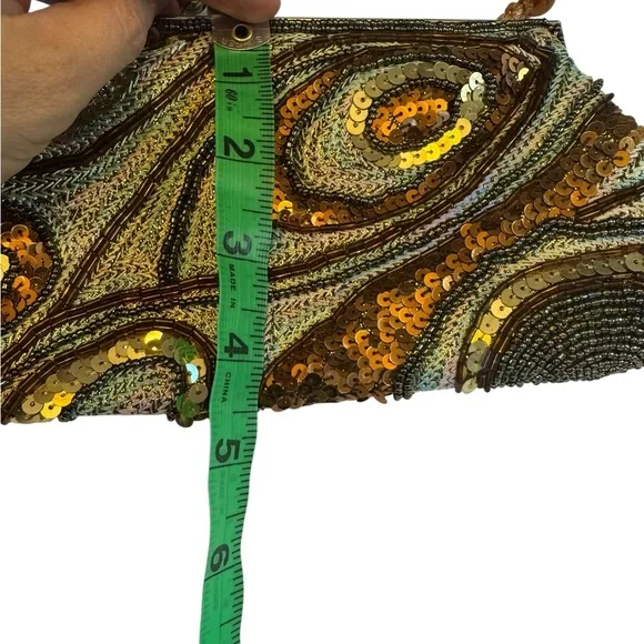 Elegant Sequin Clutch with Beaded Handle - Picture 8 of 8